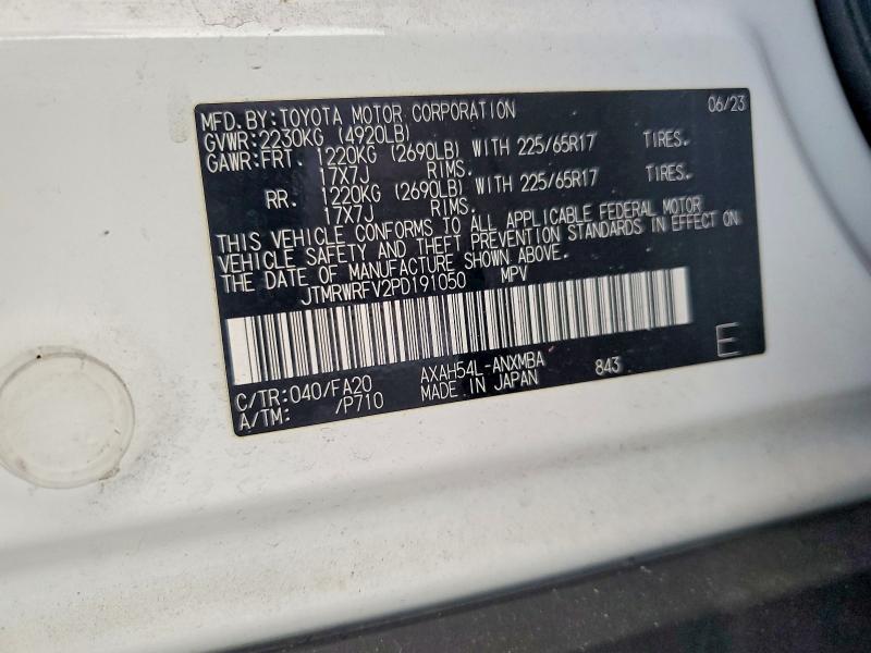 Aukcja sprzedaży 2023 Toyota Rav4 Hybrid, vin: JTMRWRFV2PD191050, numer aukcji: 59293076