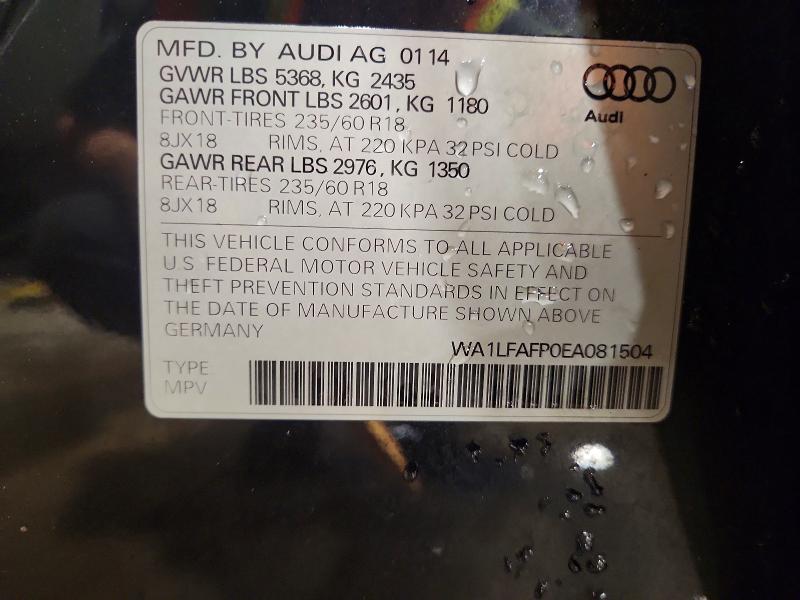 Aukcja sprzedaży 2014 Audi Q5, vin: WA1LFAFP0EA081504, numer aukcji: 59275696