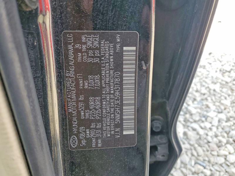Продаж на аукціоні авто 2009 Hyundai Santa Fe, vin: 5NMSH73E59H317870, номер лоту: 56085326