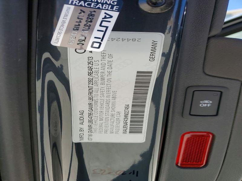 2017 Audi A4 მანქანა იყიდება აუქციონზე, vin: WAUENAF43HN027454, აუქციონის ნომერი: 57305946