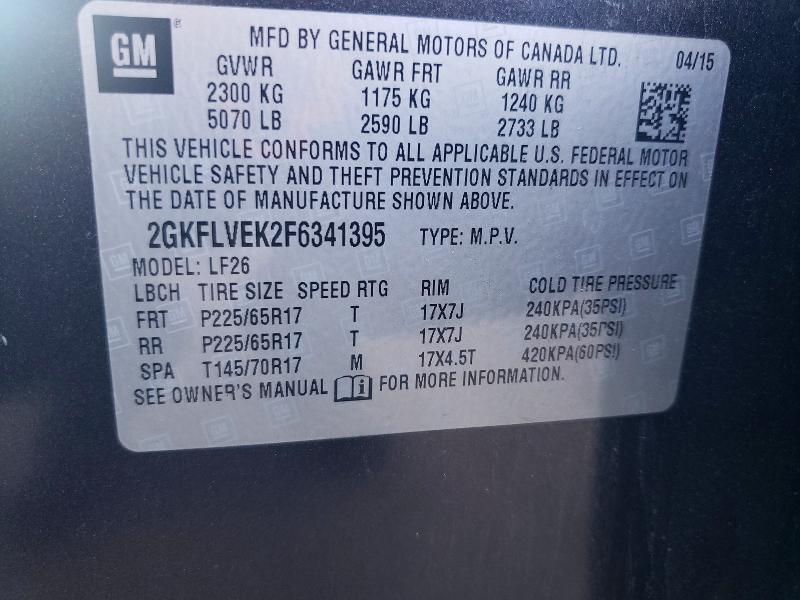Aukcja sprzedaży 2015 Gmc Terrain, vin: 2GKFLVEK2F6341395, numer aukcji: 58253096