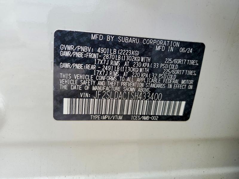55509286 :رقم المزاد ، JF2SLDAC1SH433400 vin ، 2025 Subaru Forester مزاد بيع