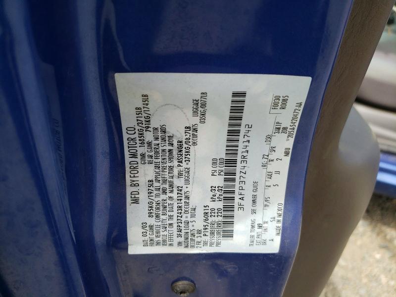 2003 Ford Focus მანქანა იყიდება აუქციონზე, vin: 3FAFP37Z43R141742, აუქციონის ნომერი: 56167996