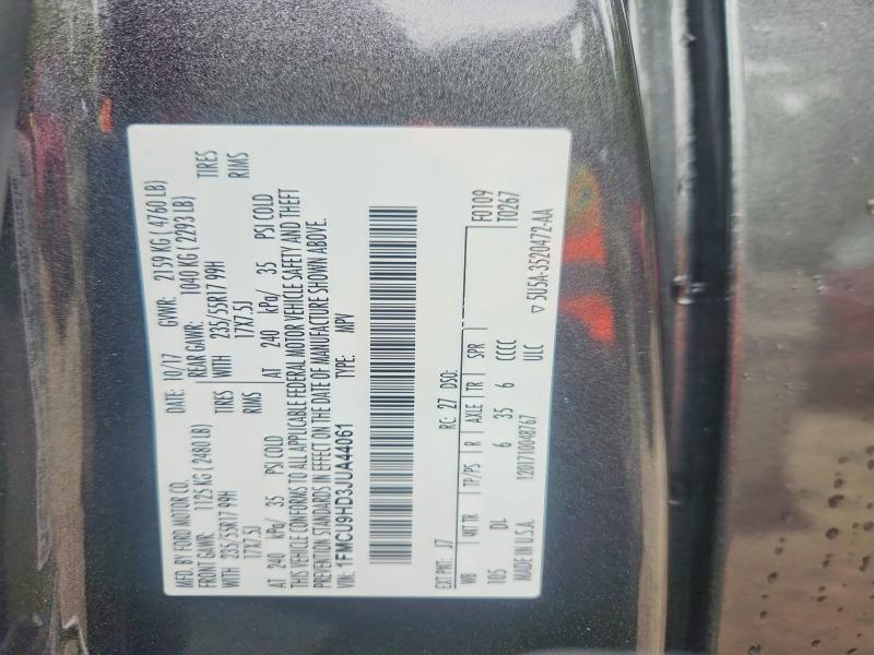 2018 Ford Escape მანქანა იყიდება აუქციონზე, vin: 1FMCU9HD3JUA44061, აუქციონის ნომერი: 58156376