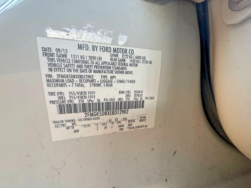 56395466 :رقم المزاد ، 2FMGK5D8XEBD12902 vin ، 2014 Ford Flex مزاد بيع