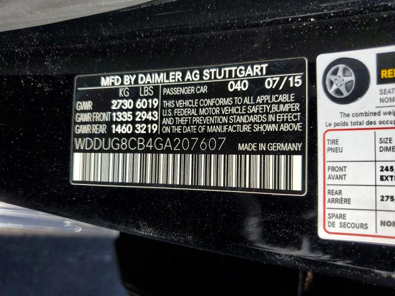 59922586 :رقم المزاد ، WDDUG8CB4GA207607 vin ، 2016 Mercedes-benz S مزاد بيع