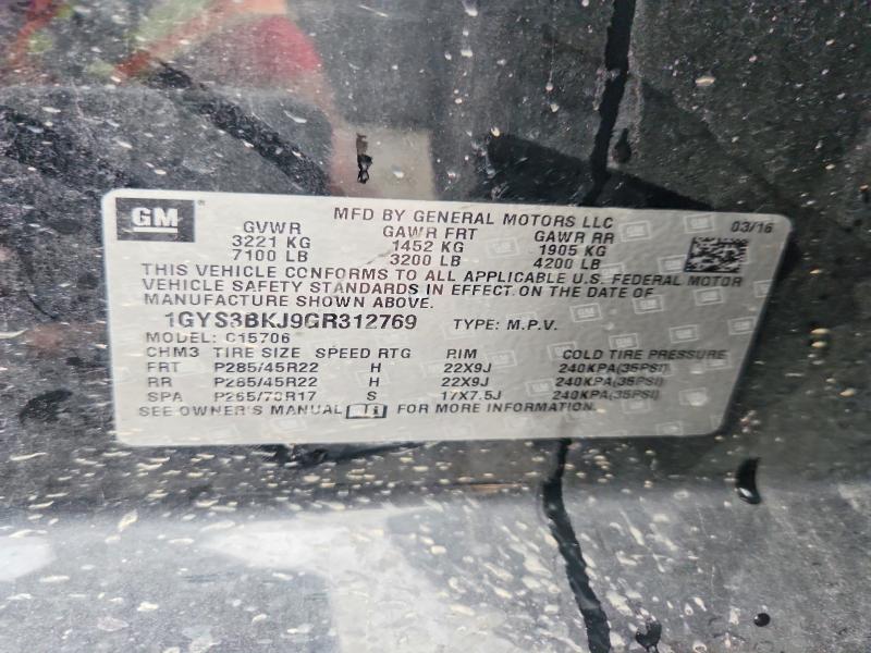 Продаж на аукціоні авто 2016 Cadillac Escalade, vin: 1GYS3BKJ9GR312769, номер лоту: 55606166