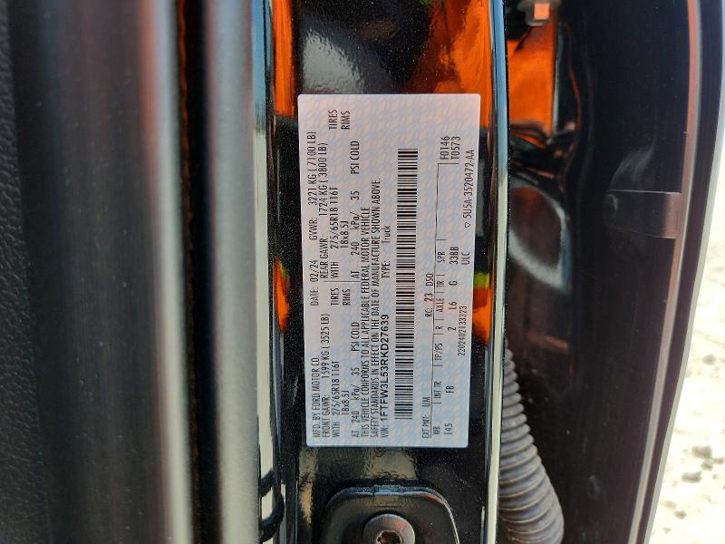 Aukcja sprzedaży 2024 Ford F150, vin: 1FTFW3L53RKD27639, numer aukcji: 58978106