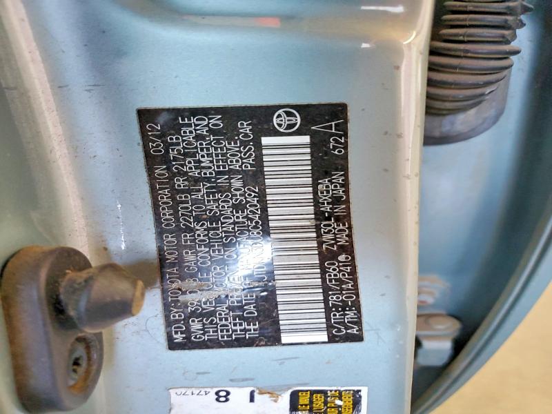 Продажа на аукционе авто 2012 Toyota Prius, vin: JTDKN3DU8C5420492, номер лота: 59237176