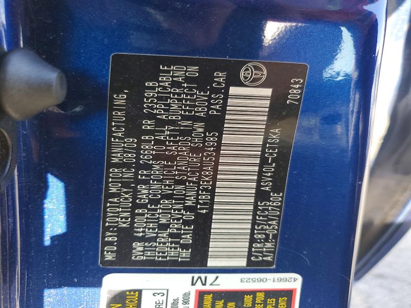 Продаж на аукціоні авто 2010 Toyota Camry, vin: 4T1BF3EK8AU534985, номер лоту: 58057286