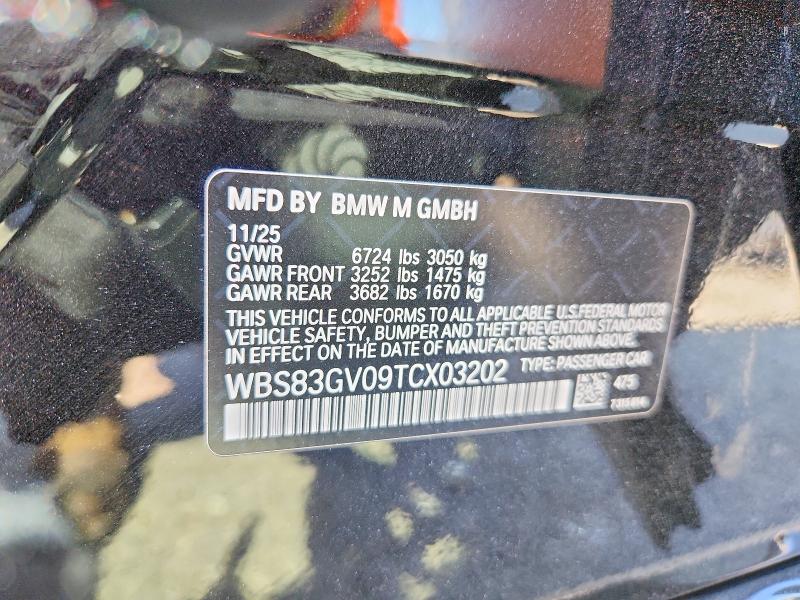 2026 Bmw M5 მანქანა იყიდება აუქციონზე, vin: WBS83GV09TCX03202, აუქციონის ნომერი: 56305776