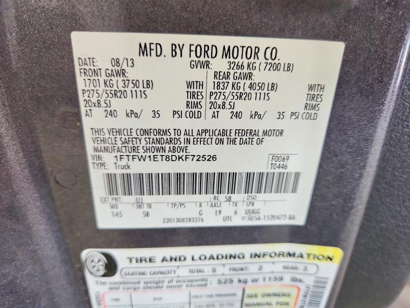 Продажа на аукционе авто 2013 Ford F150, vin: 1FTFW1ET8DKF72526, номер лота: 59596656