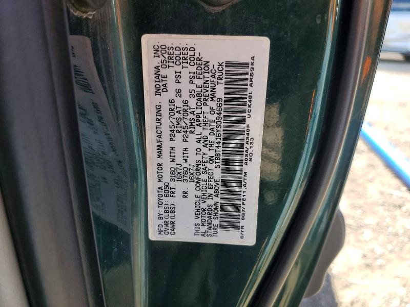 55018976 :رقم المزاد ، 5TBBT4416YS094669 vin ، 2000 Toyota Tundra مزاد بيع