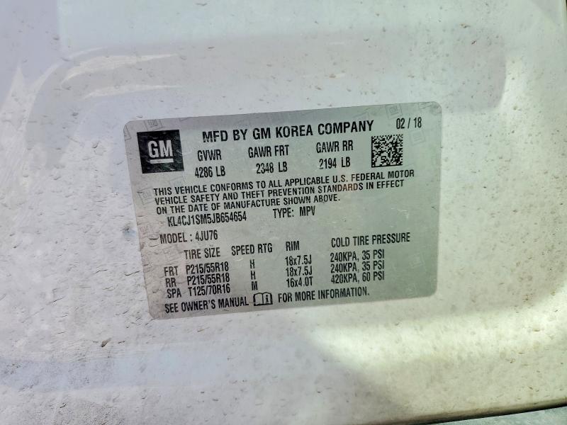 2018 Buick Encore მანქანა იყიდება აუქციონზე, vin: KL4CJ1SM5JB654654, აუქციონის ნომერი: 56734726