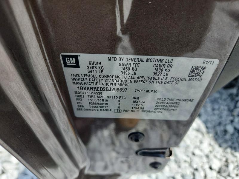 58406996 :رقم المزاد ، 1GKKRRED2BJ295697 vin ، 2011 Gmc Acadia مزاد بيع