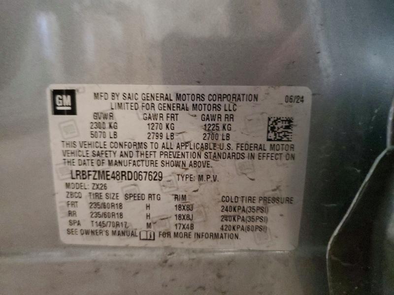 2024 Buick Envision მანქანა იყიდება აუქციონზე, vin: LRBFZME48RD067629, აუქციონის ნომერი: 56638036