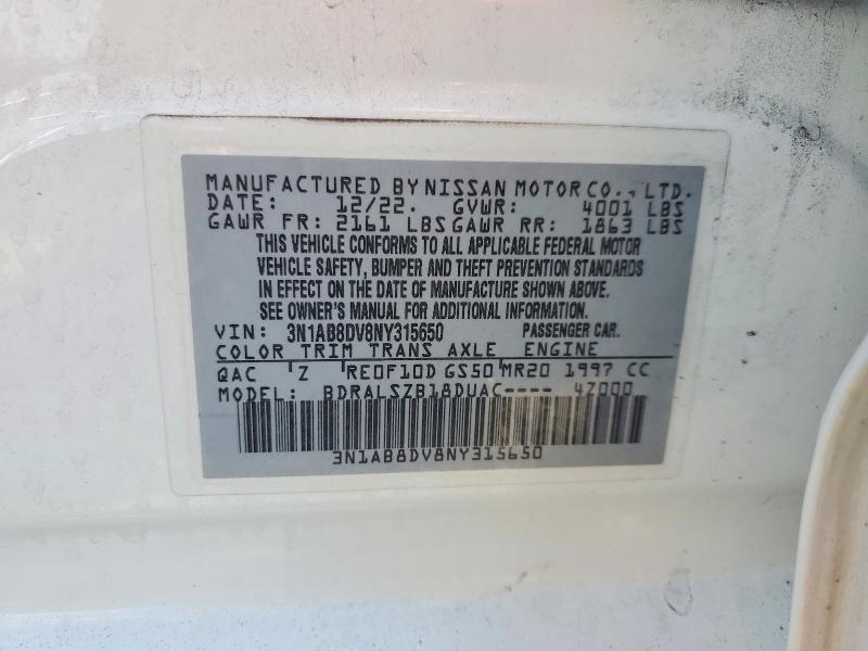 Aukcja sprzedaży 2022 Nissan Sentra, vin: 3N1AB8DV8NY315650, numer aukcji: 56115616