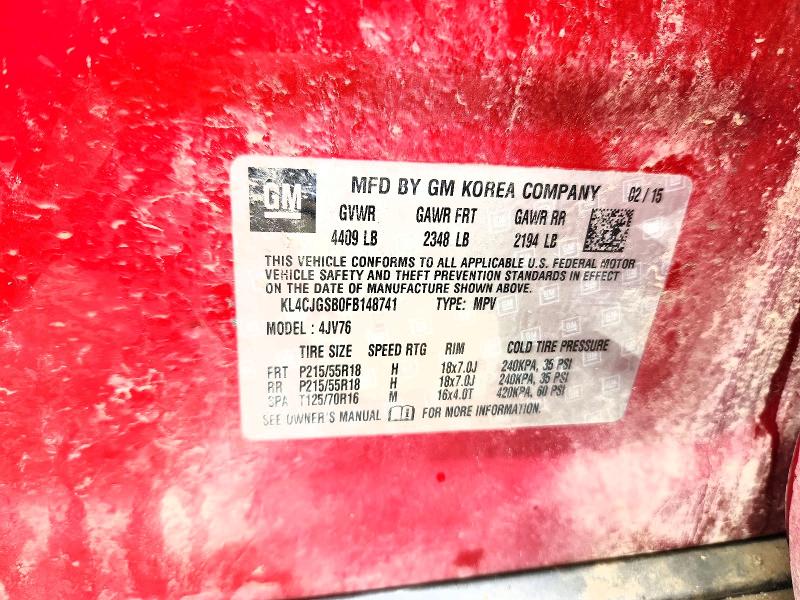 2015 Buick Encore მანქანა იყიდება აუქციონზე, vin: KL4CJGSB0FB148741, აუქციონის ნომერი: 55515386
