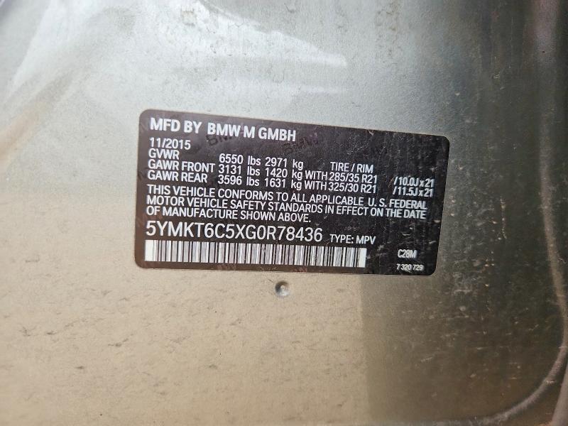 Aukcja sprzedaży 2016 Bmw X5, vin: 5YMKT6C5XG0R78436, numer aukcji: 58825816