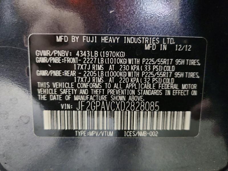 Продажа на аукционе авто 2013 Subaru Xv Crosstrek, vin: JF2GPAVCXD2828085, номер лота: 56594546