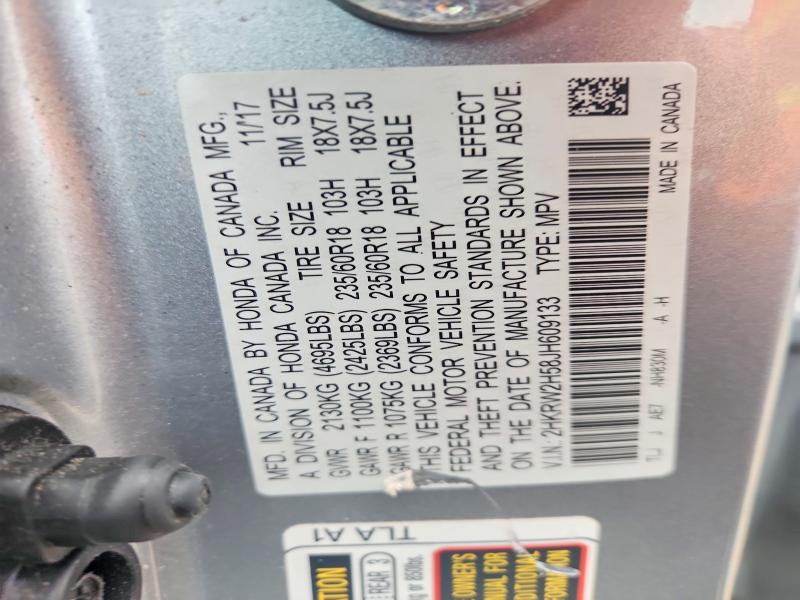 57914926 :رقم المزاد ، 2HKRW2H58JH609133 vin ، 2018 Honda Cr-v مزاد بيع