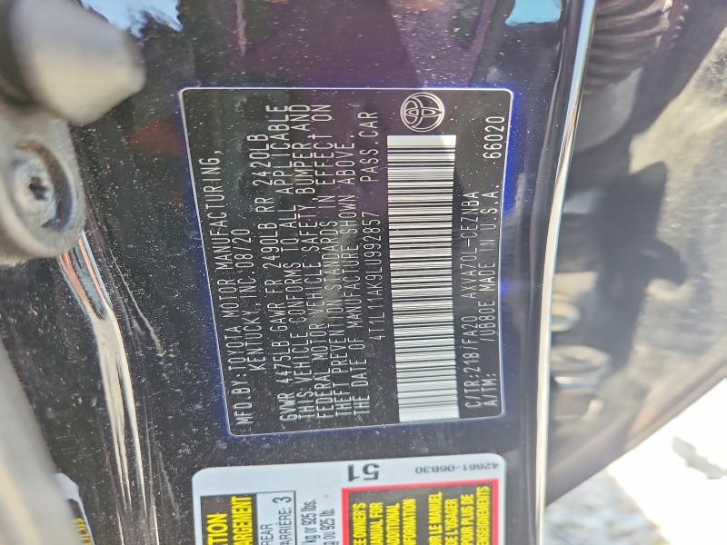 2020 Toyota Camry მანქანა იყიდება აუქციონზე, vin: 4T1L11AK9LU992857, აუქციონის ნომერი: 58893786