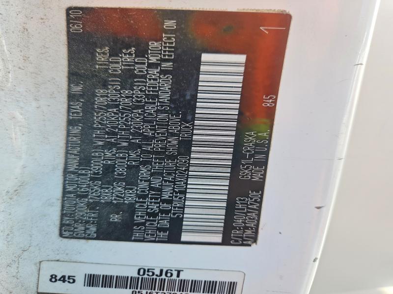 55571936 :رقم المزاد ، 5TFRU5F10AX024090 vin ، 2010 Toyota Tundra مزاد بيع