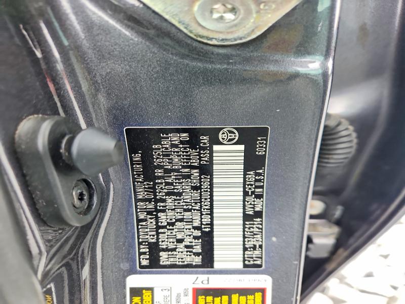 2012 Toyota Camry Hybrid მანქანა იყიდება აუქციონზე, vin: 4T1BD1FK6CU039602, აუქციონის ნომერი: 58614726