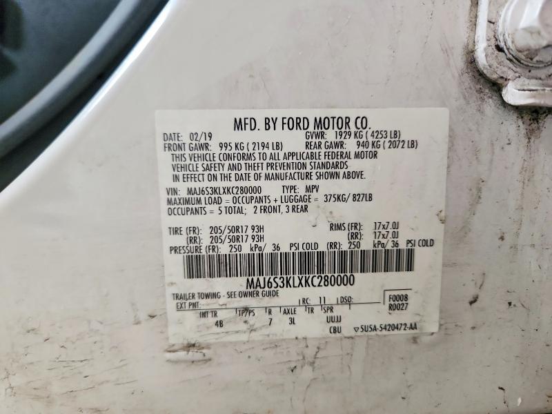 Aukcja sprzedaży 2019 Ford Ecosport, vin: MAJ6S3KLXKC280000, numer aukcji: 58413796