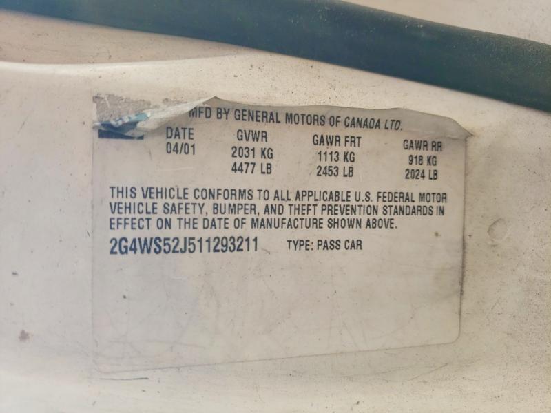 Продаж на аукціоні авто 2001 Buick Century, vin: 2G4WS52J511293211, номер лоту: 56780976