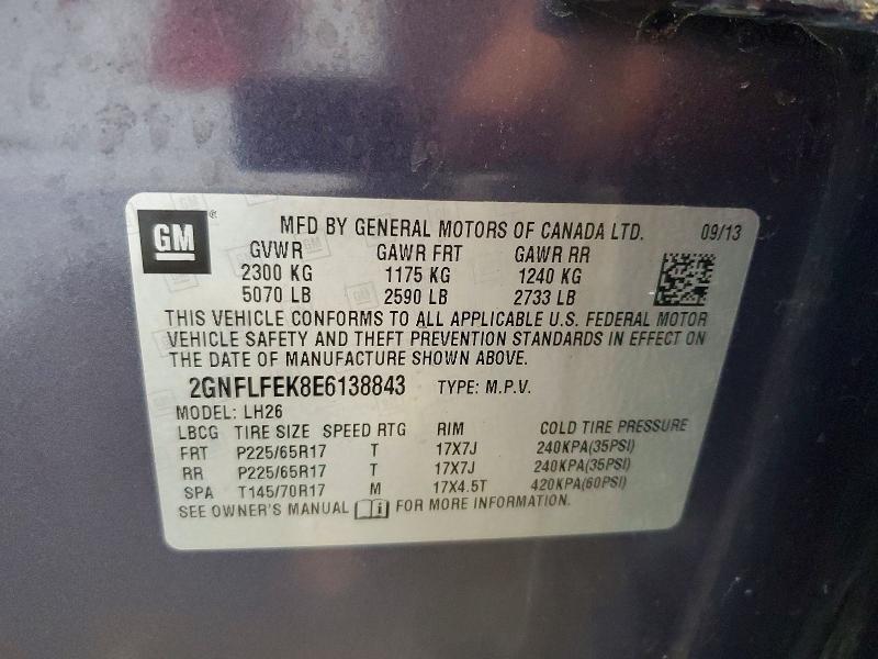 Aukcja sprzedaży 2014 Chevrolet Equinox, vin: 2GNFLFEK8E6138843, numer aukcji: 58190436