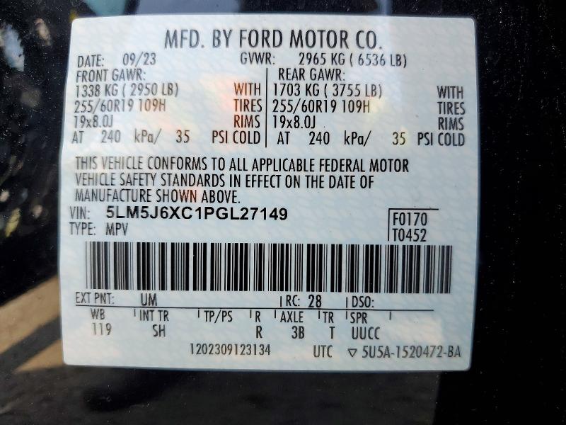 Продаж на аукціоні авто 2023 Lincoln Aviator, vin: 5LM5J6XC1PGL27149, номер лоту: 65226306