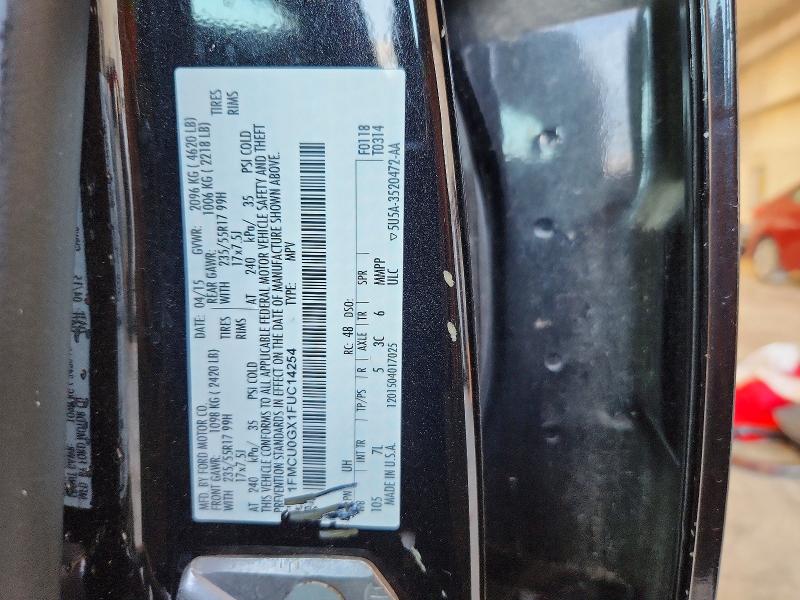 Продажа на аукционе авто 2015 Ford Escape, vin: 1FMCU0GX1FUC14254, номер лота: 55419406