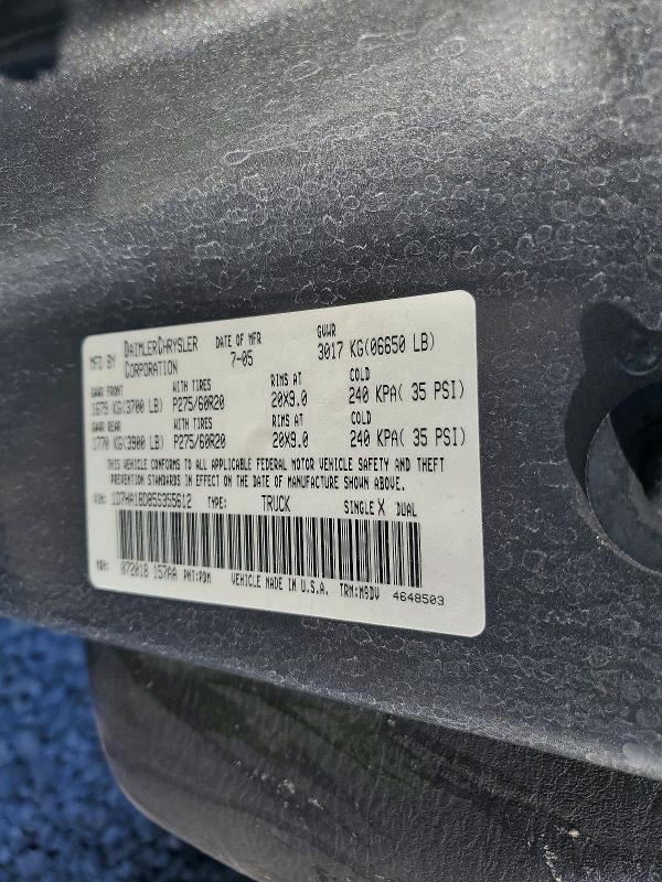 Aukcja sprzedaży 2005 Dodge Ram 1500, vin: 1D7HA18D85S355612, numer aukcji: 57488946