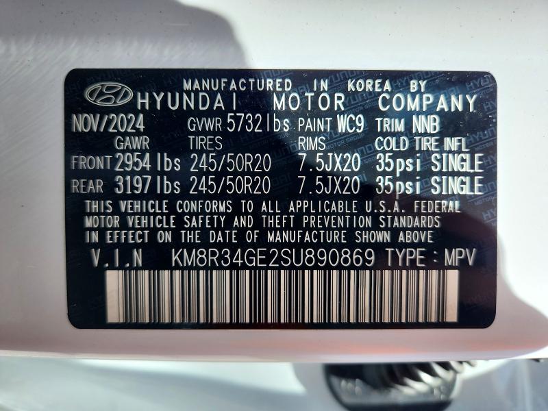 59258606 :رقم المزاد ، KM8R34GE2SU890869 vin ، 2025 Hyundai Palisade مزاد بيع