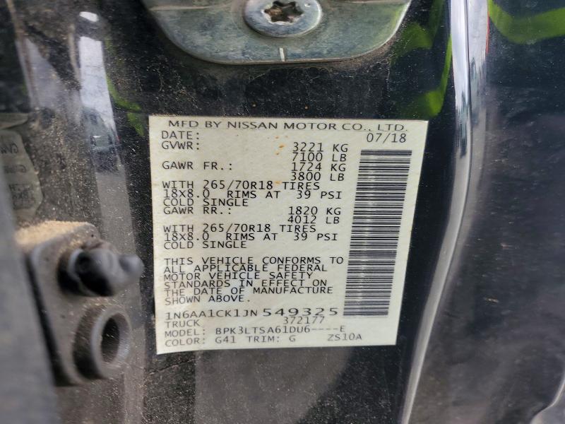 Продаж на аукціоні авто 2018 Nissan Titan, vin: 1N6AA1CK1JN549325, номер лоту: 55947296