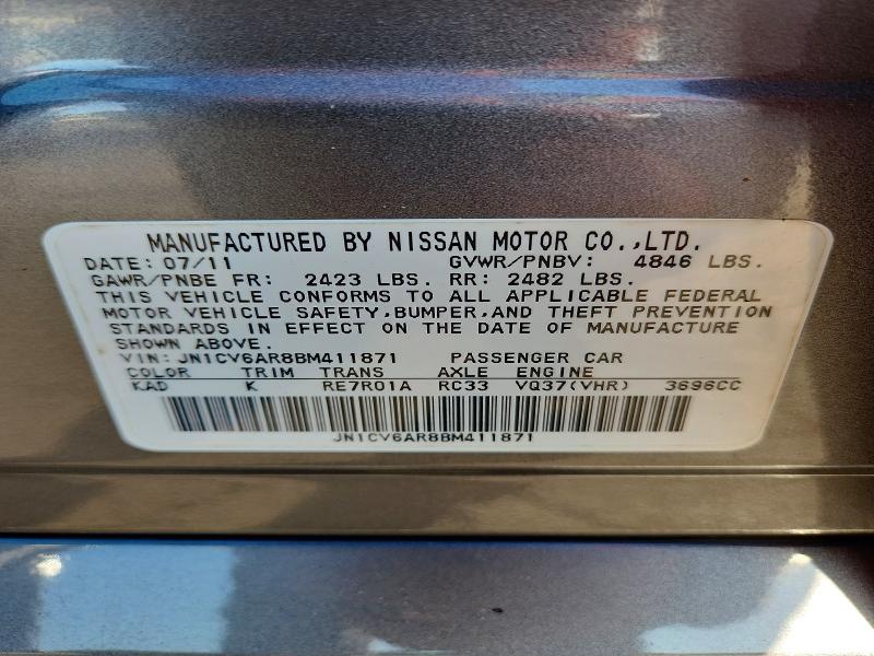 Aukcja sprzedaży 2011 Infiniti G37 Sedan, vin: JN1CV6AR8BM411871, numer aukcji: 55758476