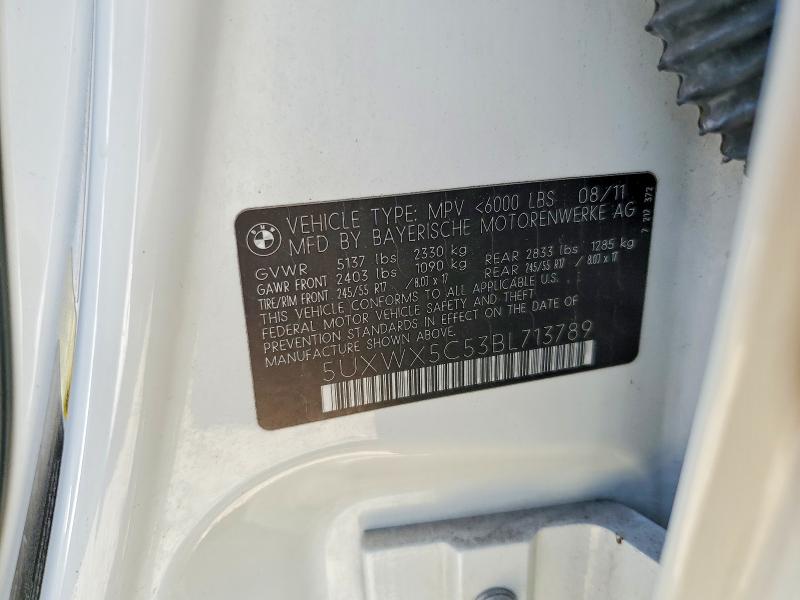 2011 Bmw X3 მანქანა იყიდება აუქციონზე, vin: 5UXWX5C53BL713789, აუქციონის ნომერი: 85619335