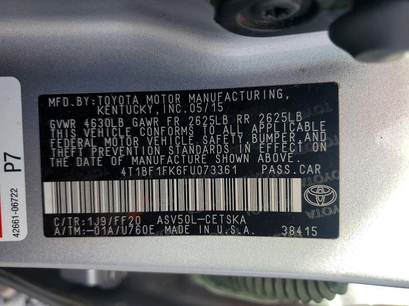 Aukcja sprzedaży 2015 Toyota Camry, vin: 4T1BF1FK6FU073361, numer aukcji: 56761396