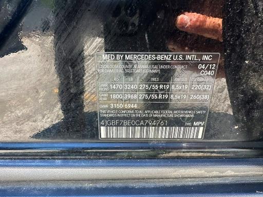 Aukcja sprzedaży 2012 Mercedes-benz Gl, vin: 4JGBF7BE0CA794761, numer aukcji: 58930336
