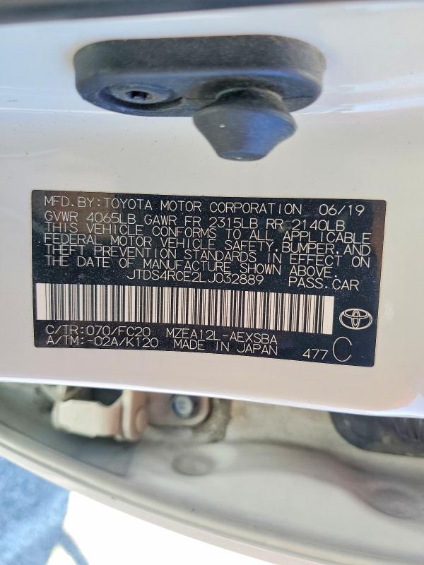 Продажа на аукционе авто 2020 Toyota Corolla, vin: JTDS4RCE2LJ032889, номер лота: 57961076