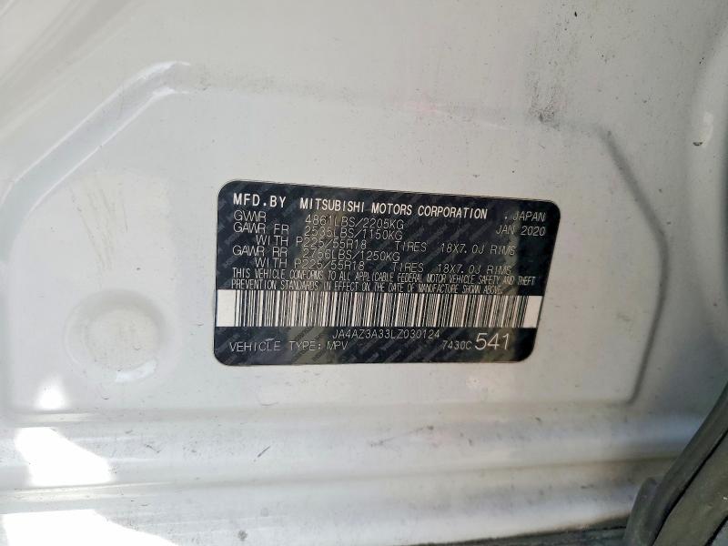 Продаж на аукціоні авто 2020 Mitsubishi Outlander, vin: JA4AZ3A33LZ030124, номер лоту: 55885346