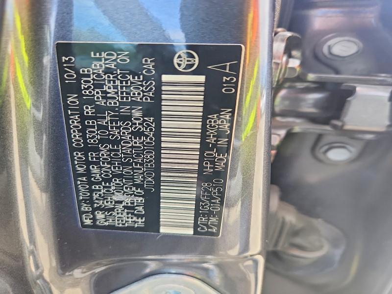 57649226 :رقم المزاد ، JTDKDTB38D1054524 vin ، 2013 Toyota Prius C مزاد بيع