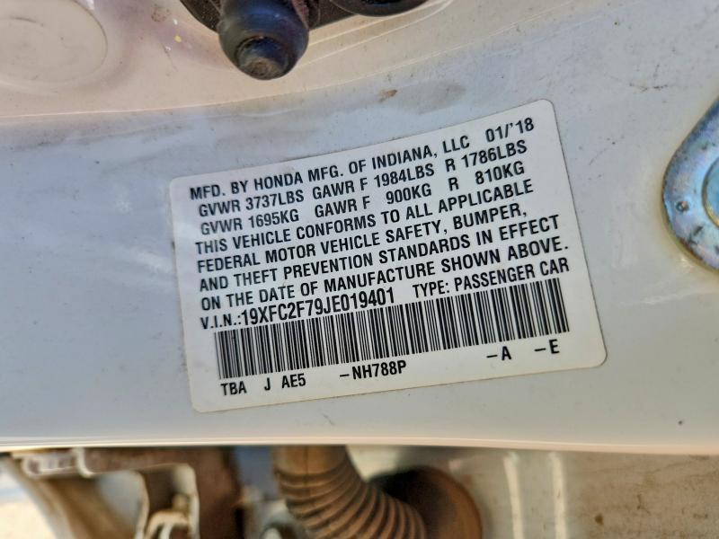 Aukcja sprzedaży 2018 Honda Civic, vin: 19XFC2F79JE019401, numer aukcji: 55951456