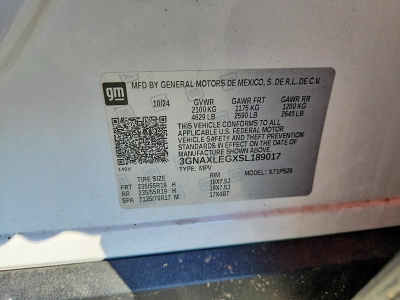 55437106 :رقم المزاد ، 3GNAXLEGXSL189017 vin ، 2025 Chevrolet Equinox مزاد بيع