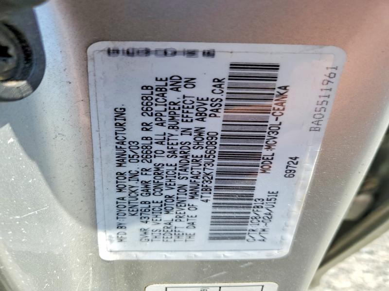 57241056 :رقم المزاد ، 4T1BF32K73U560890 vin ، 2003 Toyota Camry مزاد بيع