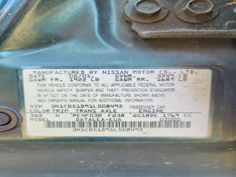 Продажа на аукционе авто 2001 Nissan Sentra, vin: 3N1CB51D91L508495, номер лота: 57776726