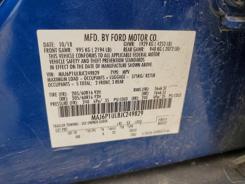 Aukcja sprzedaży 2018 Ford Ecosport, vin: MAJ6P1UL8JC249829, numer aukcji: 57561396