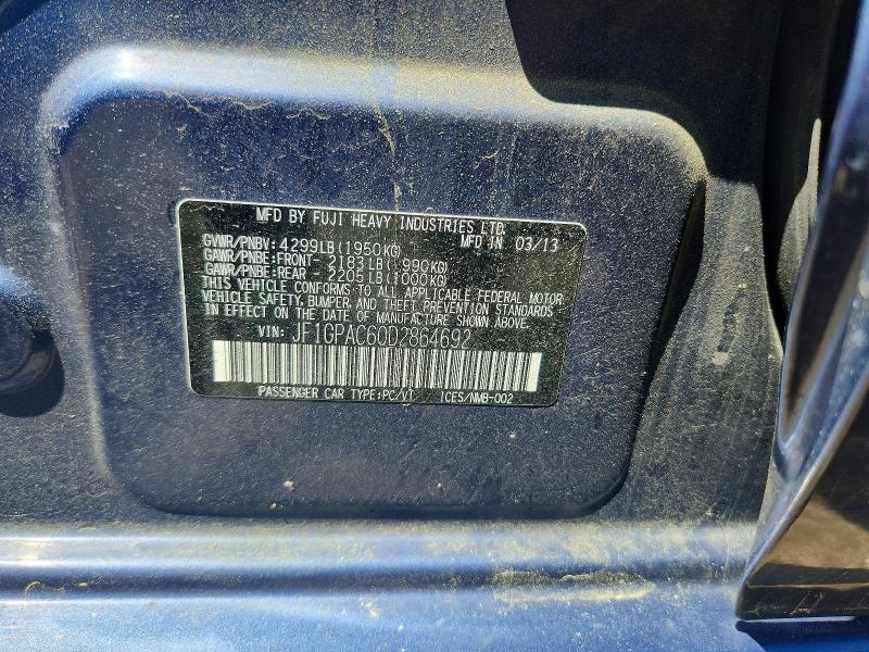 56473456 :رقم المزاد ، JF1GPAC60D2864692 vin ، 2013 Subaru Impreza مزاد بيع