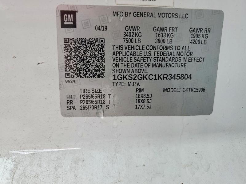 Продажа на аукционе авто 2019 Gmc Yukon Xl, vin: 1GKS2GKC1KR345804, номер лота: 56245946